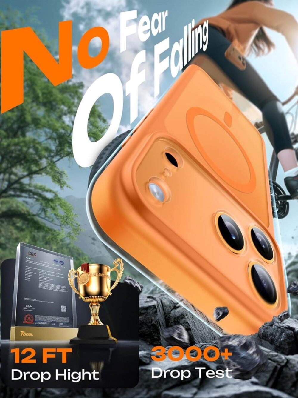 TOCOL for iPhone 17 Pro Max Case Orange Protective Camera Cover Slim Fit - Picture 7 of 8